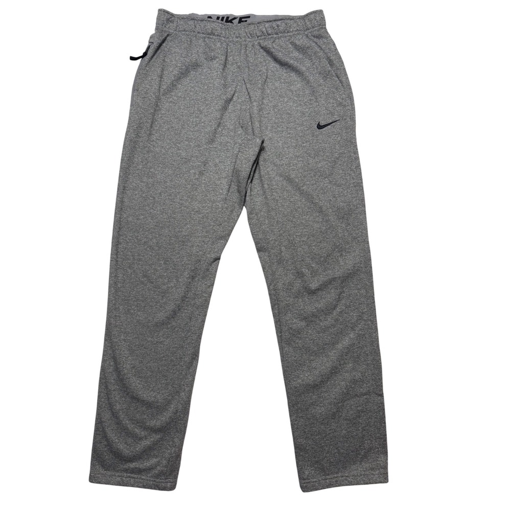 Nike Therma-FIT Mens Heather Gray Fleece Sweatpants Joggers Medium Zipper Pocket